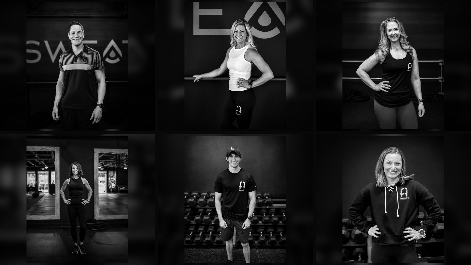 A collage of the Fitness Artist coaching team portraits