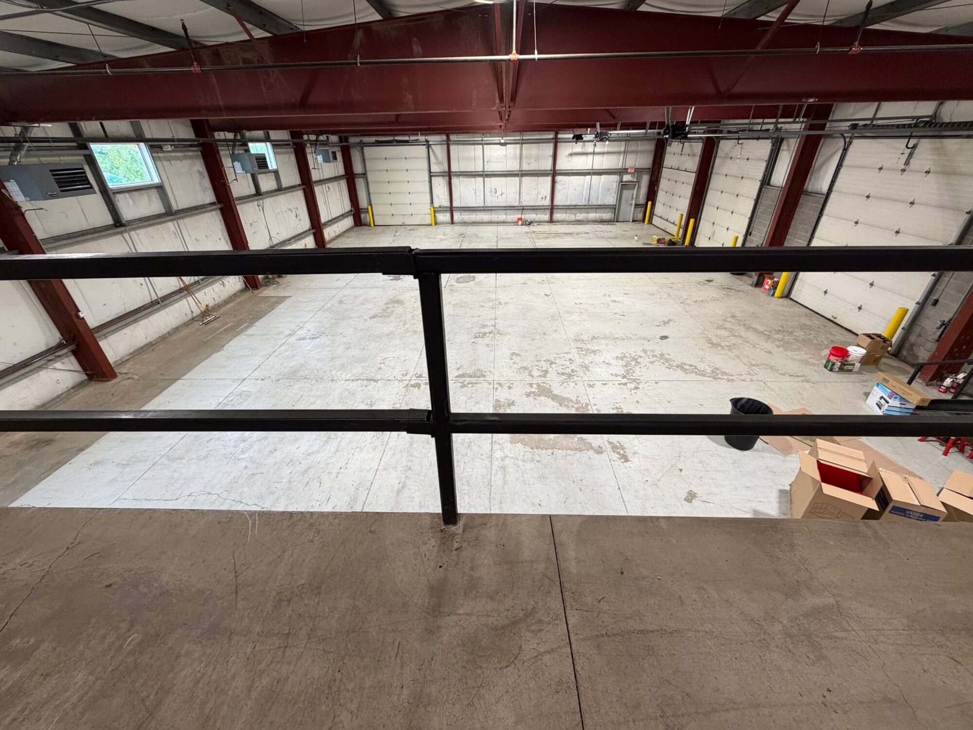 View from the mezzanine over the unfinished flagship floor